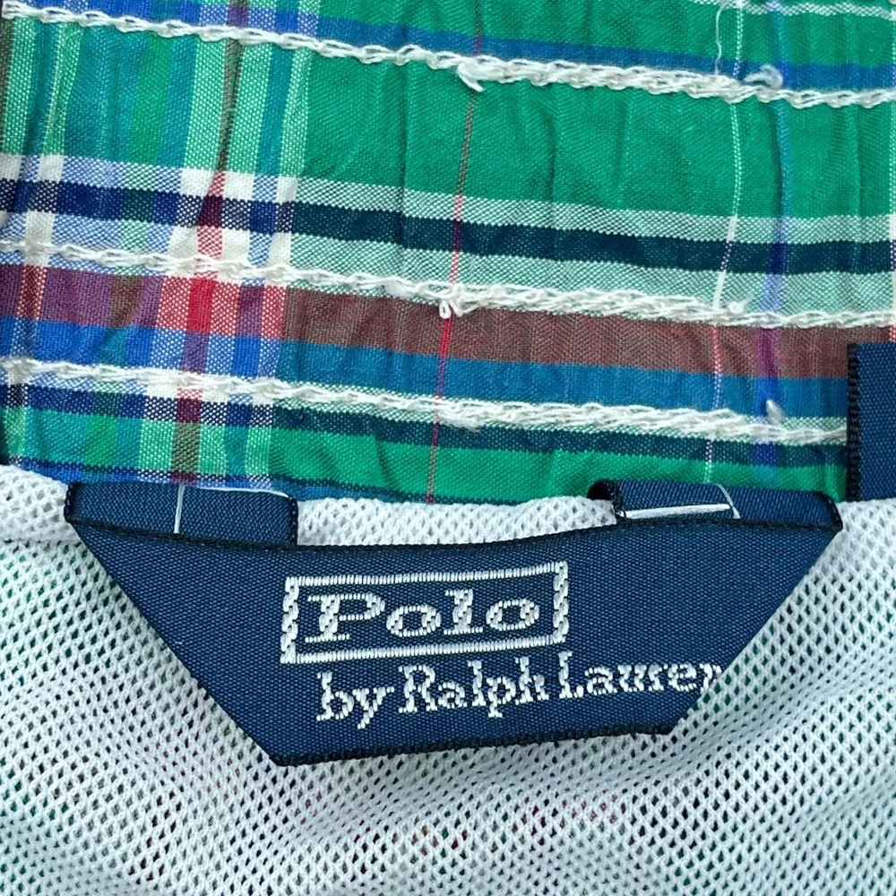 Vintage‎ Polo Ralph Lauren Swim Trunks Men Large Green Bored Shorts 90s Tartan